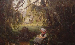Das Gemälde Waldidyll von Hans Thoma